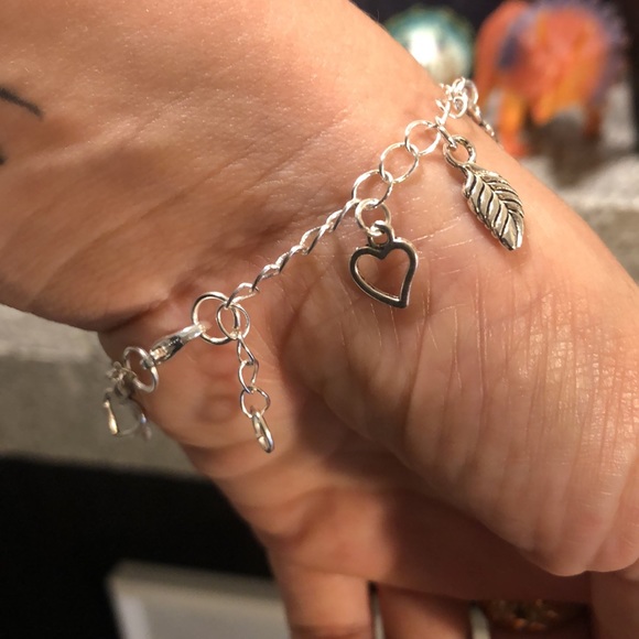 Dinosaur Star Moon Heart Charm Rock Handmade Chain Bracelet Silver & Adjustable - Picture 9 of 12